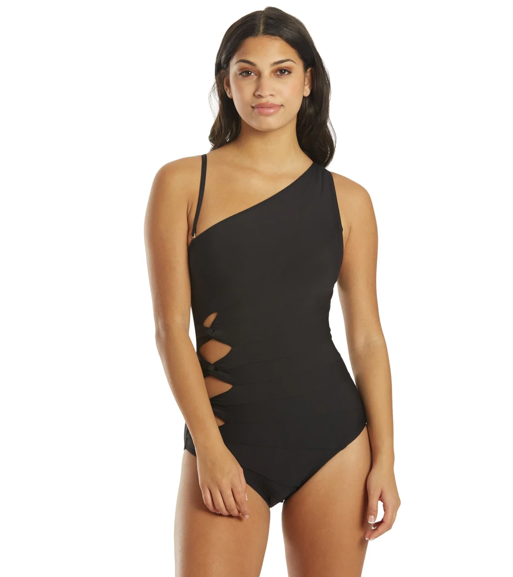 Carmen Marc Valvo Women's Twisted Tides One Shoulder One Piece Swimsuit - Image 16