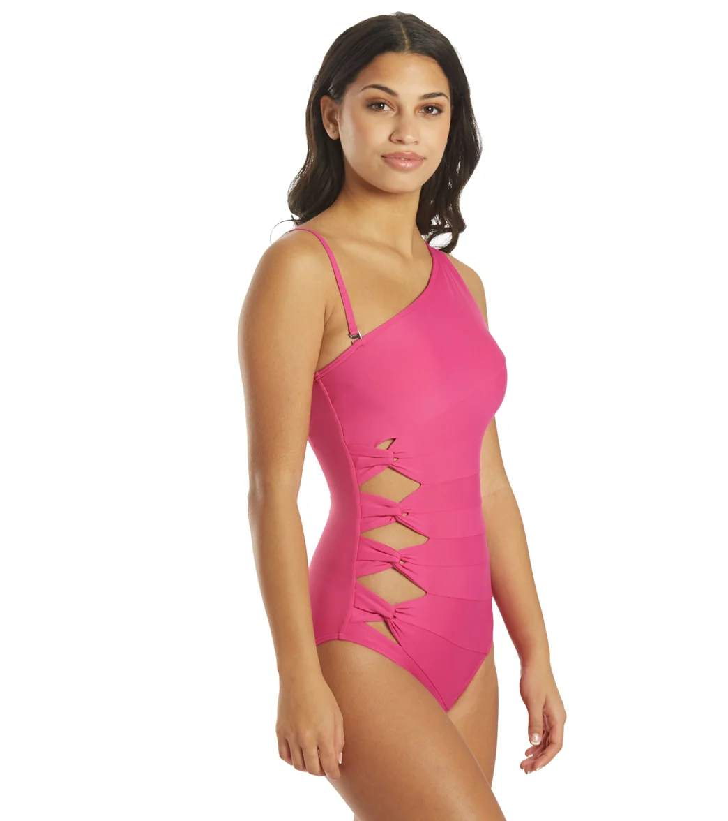 Carmen Marc Valvo Women's Twisted Tides One Shoulder One Piece Swimsuit - Image 2