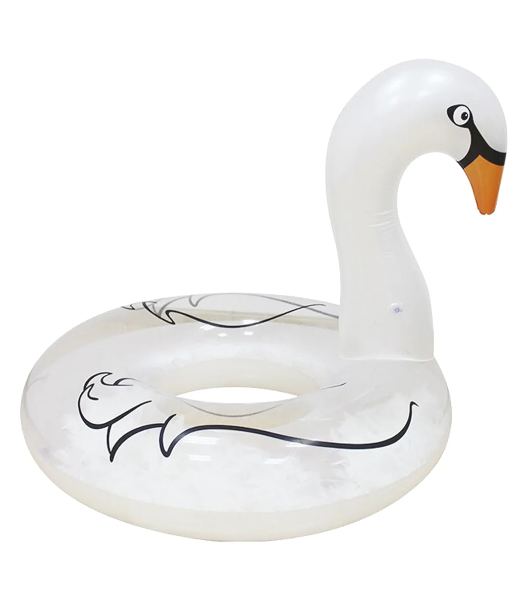 ClubSwim Swan Inflatable Pool Swim Float Tube with Feather 40"