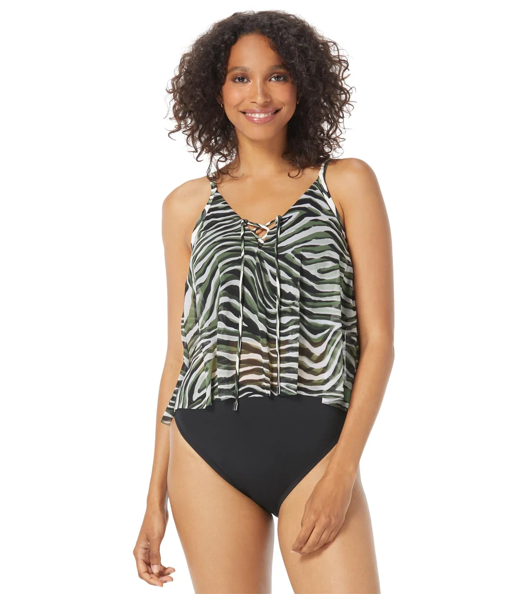 Coco Reef Women's Wild Zebra Femme Bra Sized Mesh Layer Tankini Top (C/D/DD Cup) - Image 7