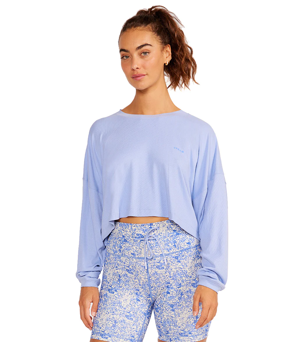 Cream Yoga Alexa Oversized LS Crop Top - Image 5