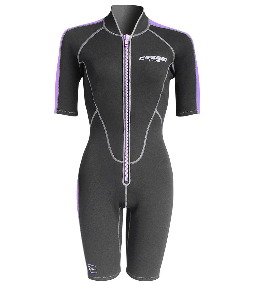 Cressi Women's 2mm Lido Short Sleeve Springsuit Wetsuit Lilac