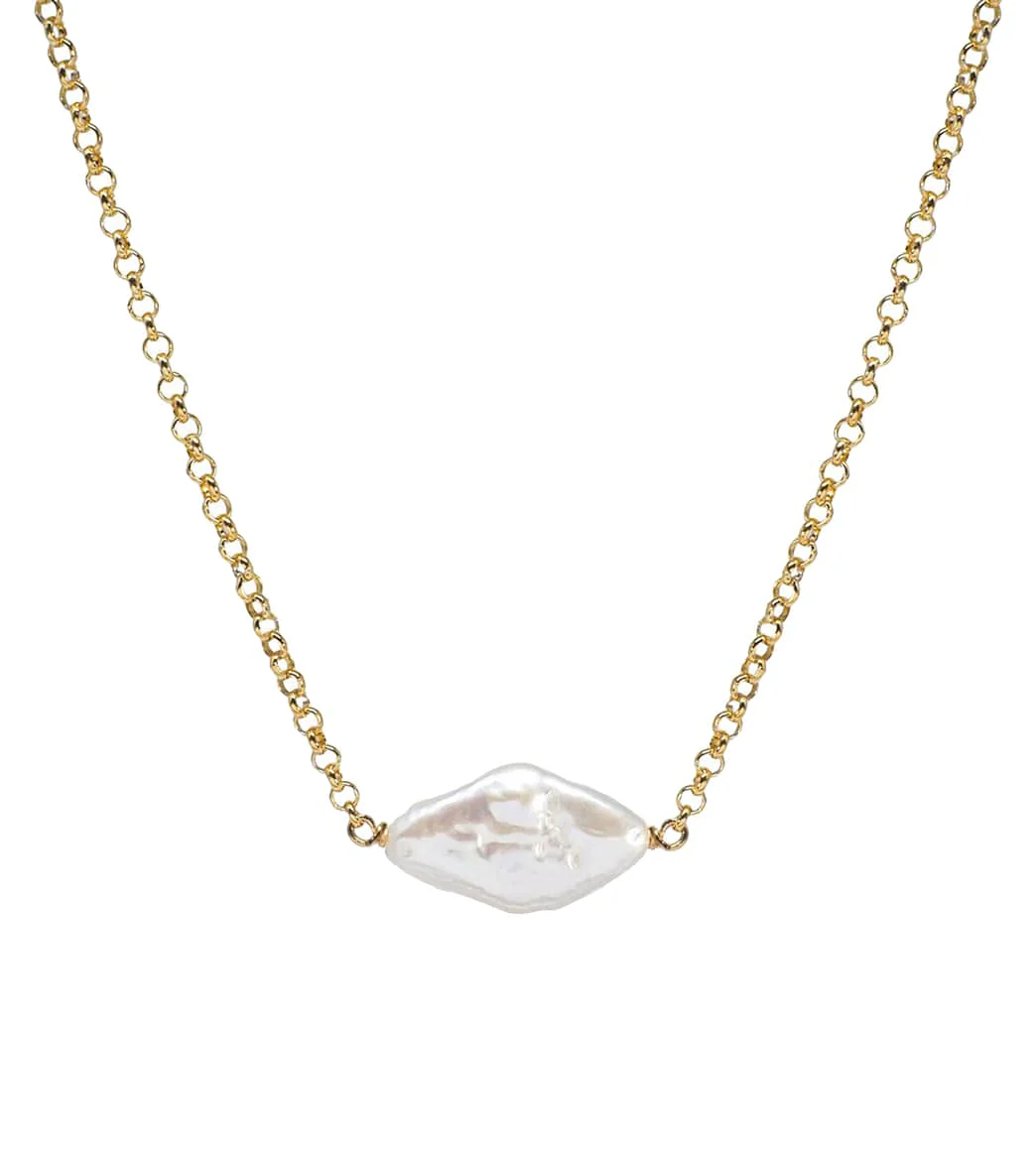 Dogeared Centered Diamond Pearl Necklace