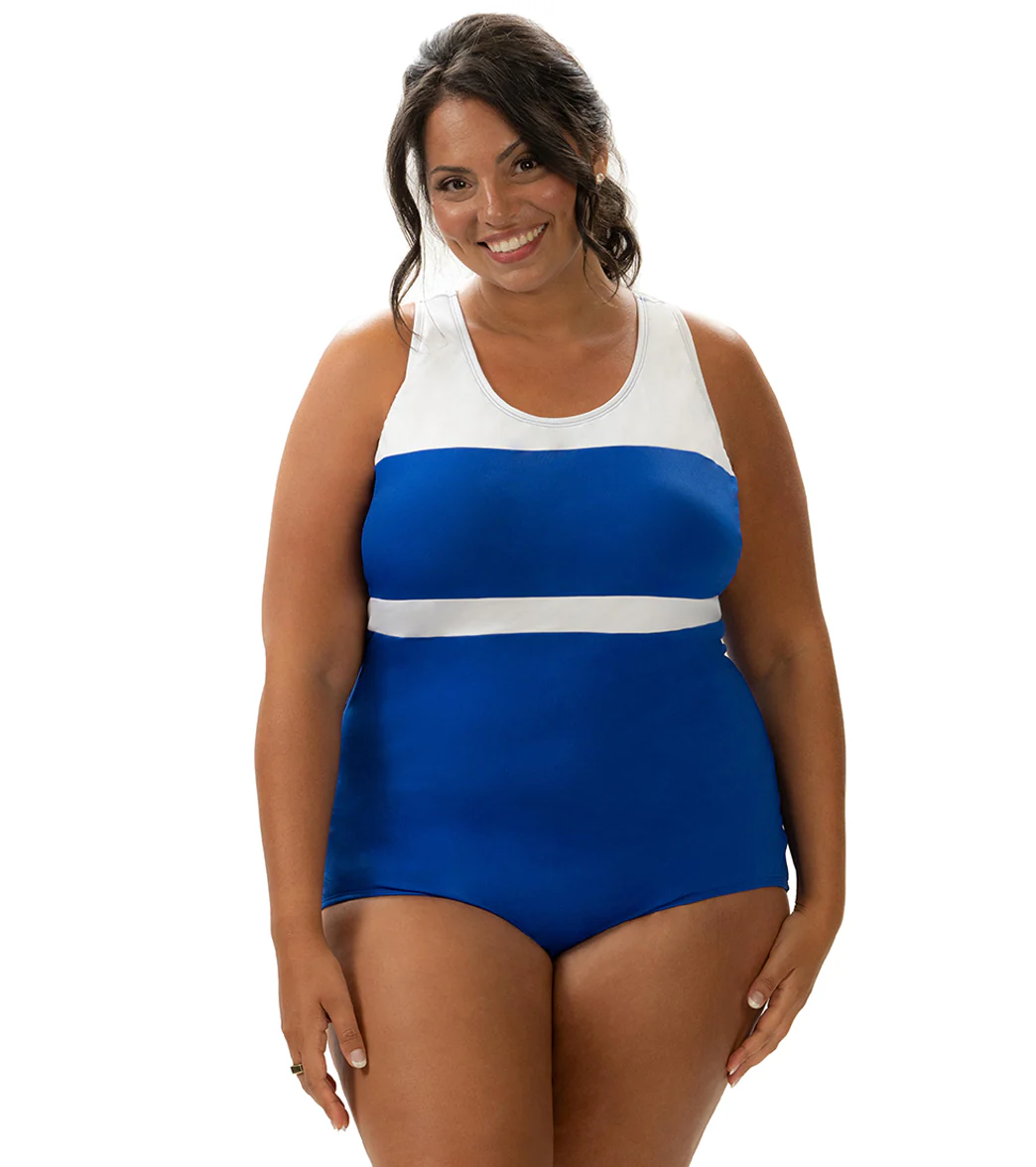Dolfin Aquashape Women's Color Block Conservative One Piece Swimsuit - Image 3