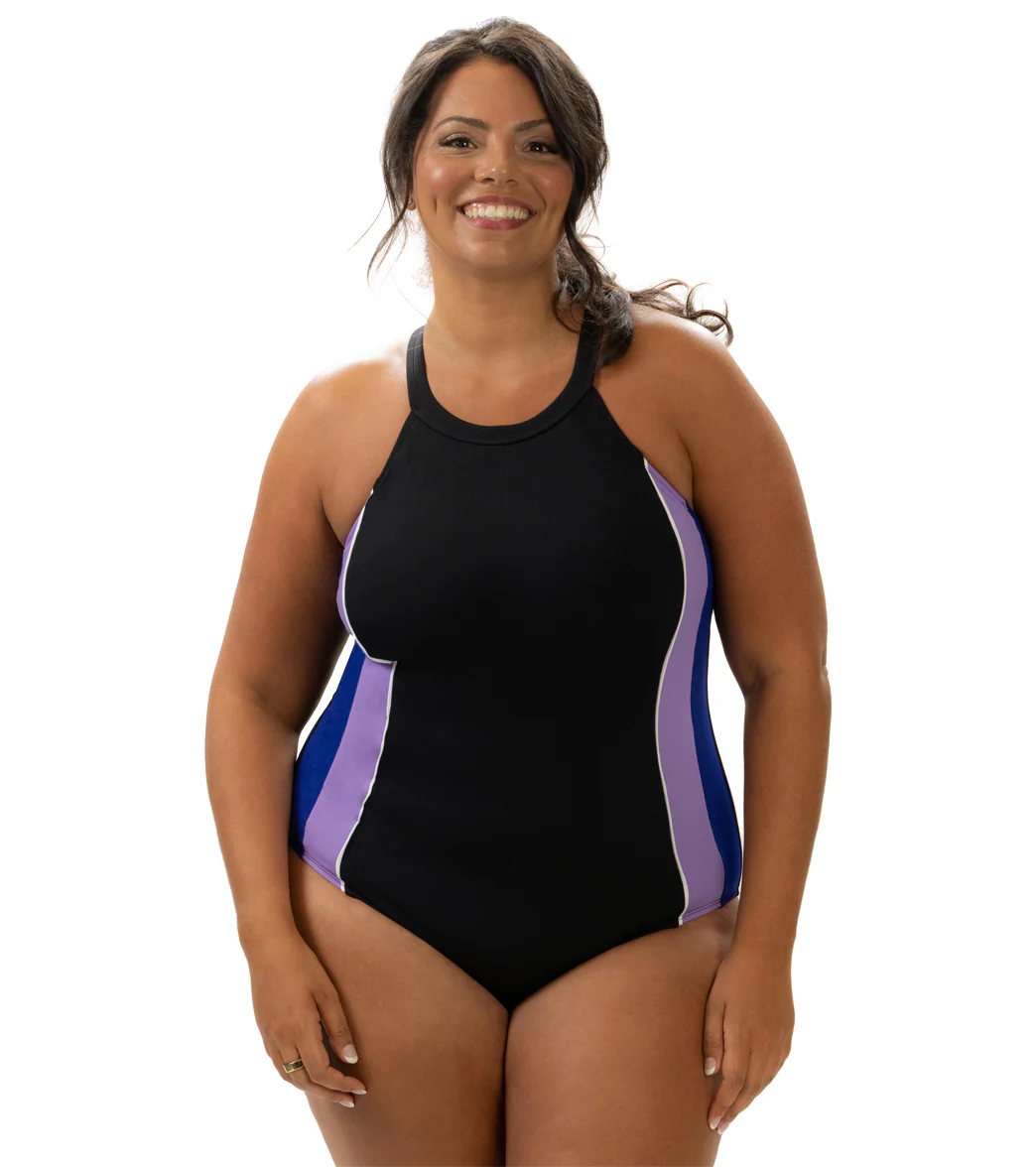 Dolfin Aquashape Women's Color Block High Neck One Piece Swimsuit - Image 4
