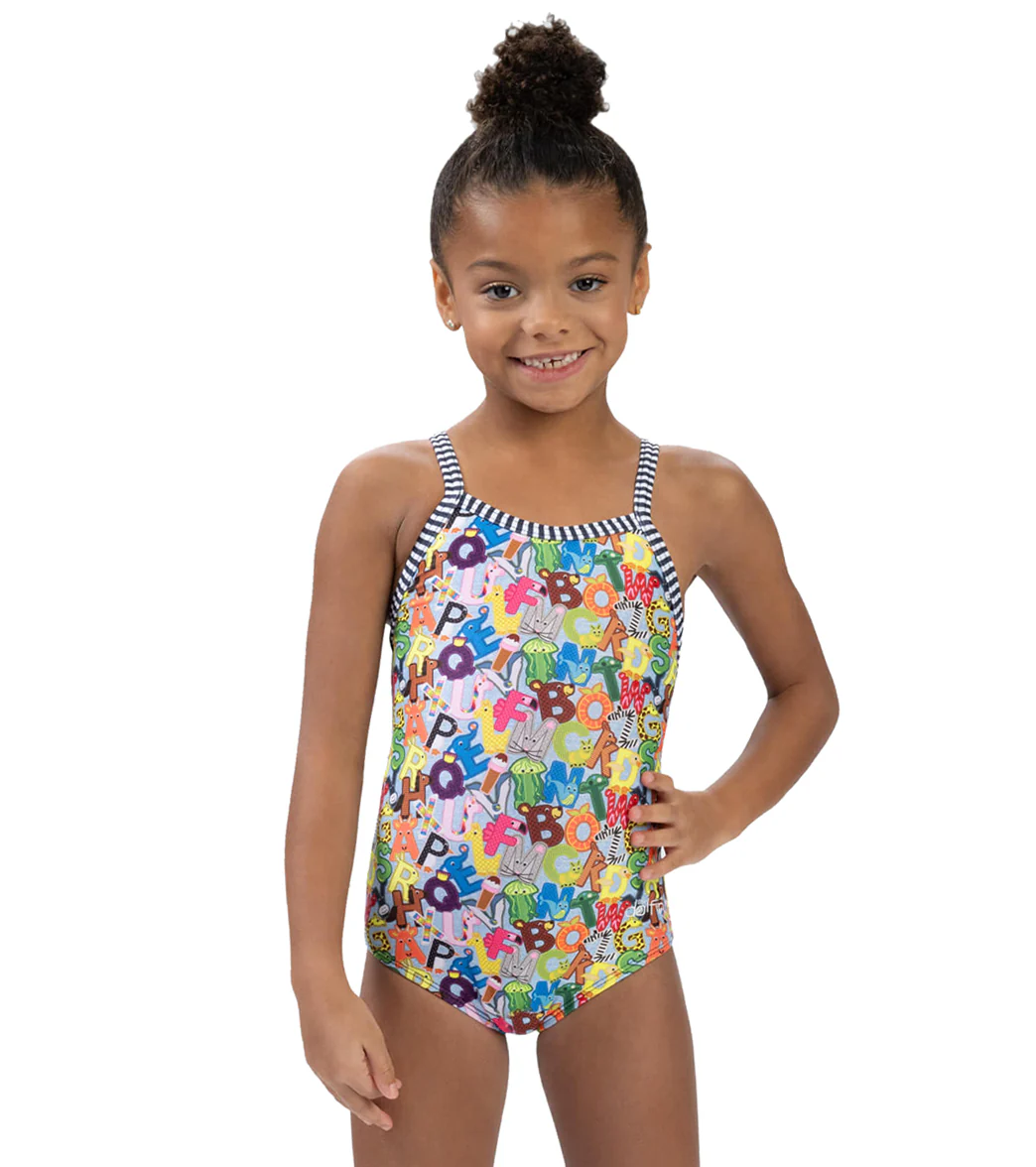 Dolfin Girls' Alphabet Printed One Piece Swimsuit (Toddler, Little Kid) - Image 14