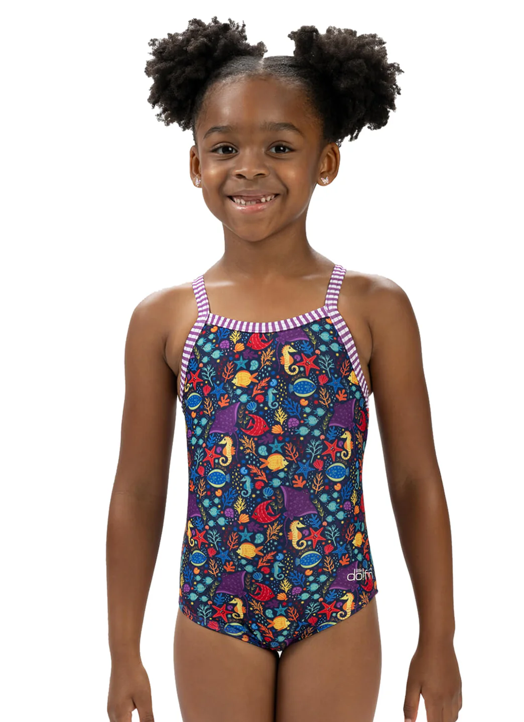 Dolfin Girls' Little Fish Print One Piece Swimsuit (Toddler, Little Kid) - Image 2