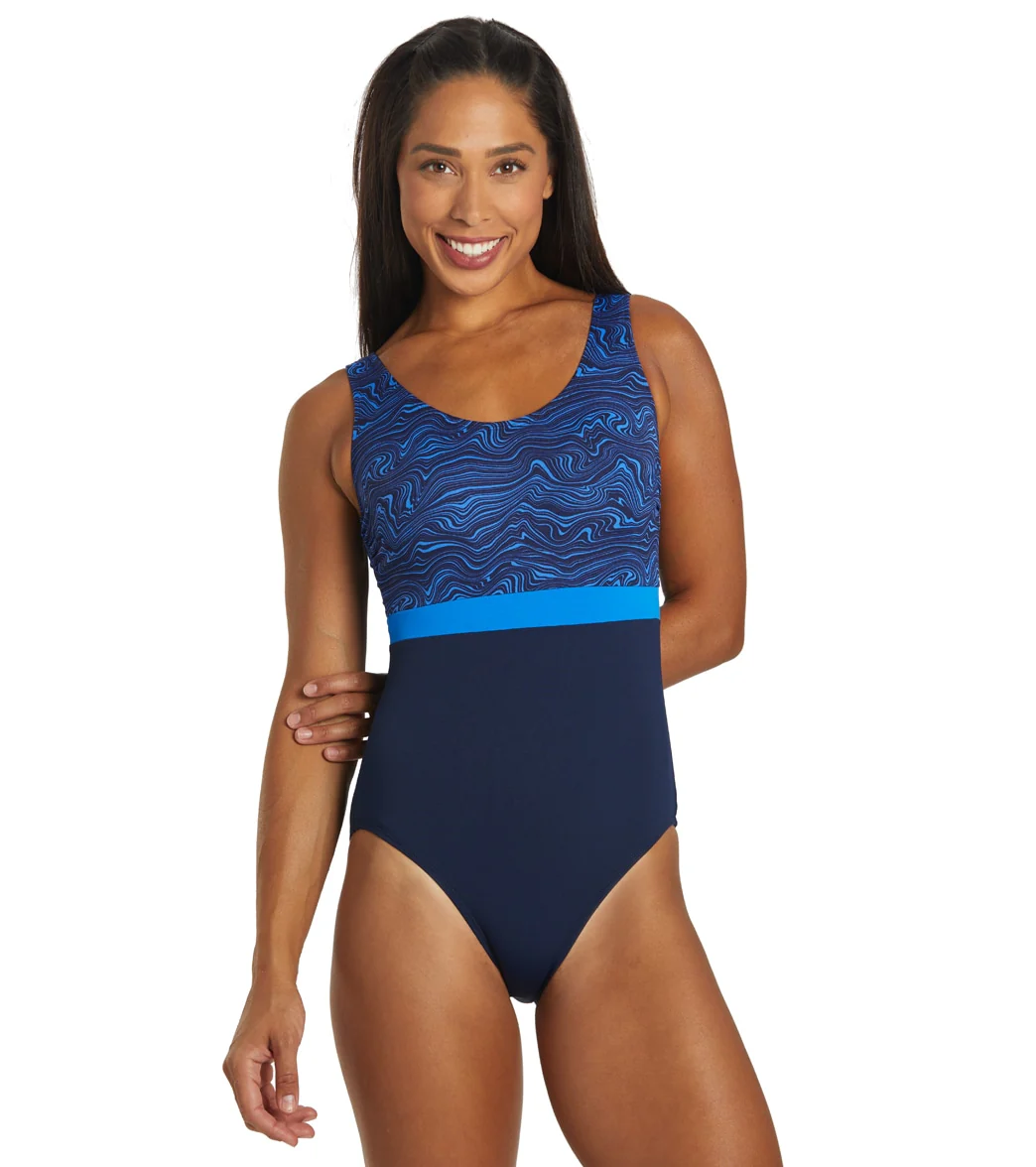 Dolfin Women's Aquashape Color Block Moderate Scoop Back Chlorine Resistant One Piece Swimsuit - Image 10
