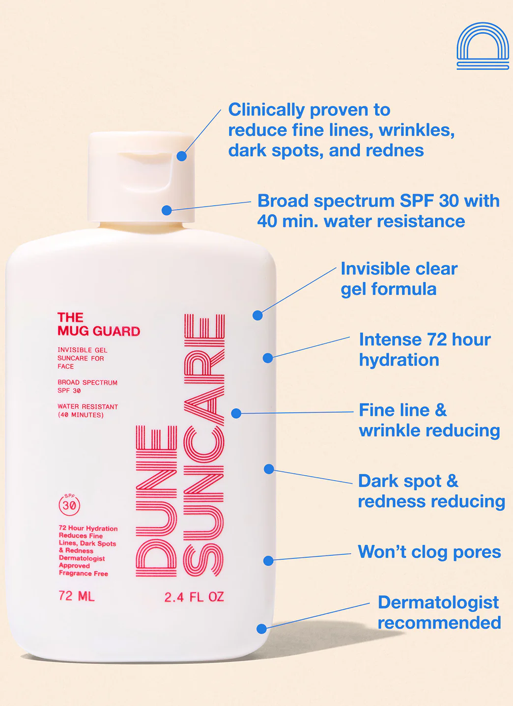 DUNE SUNCARE The Mug Guard Face Gel SPF 30 Suncare 2.4 fl oz - Image 3