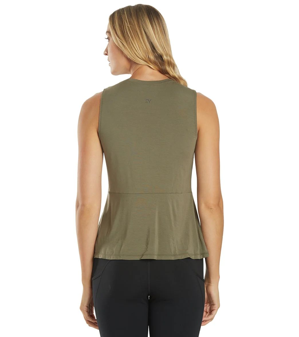 Everyday Yoga Blossom Solid Peplum Layering Muscle Tank - Image 5