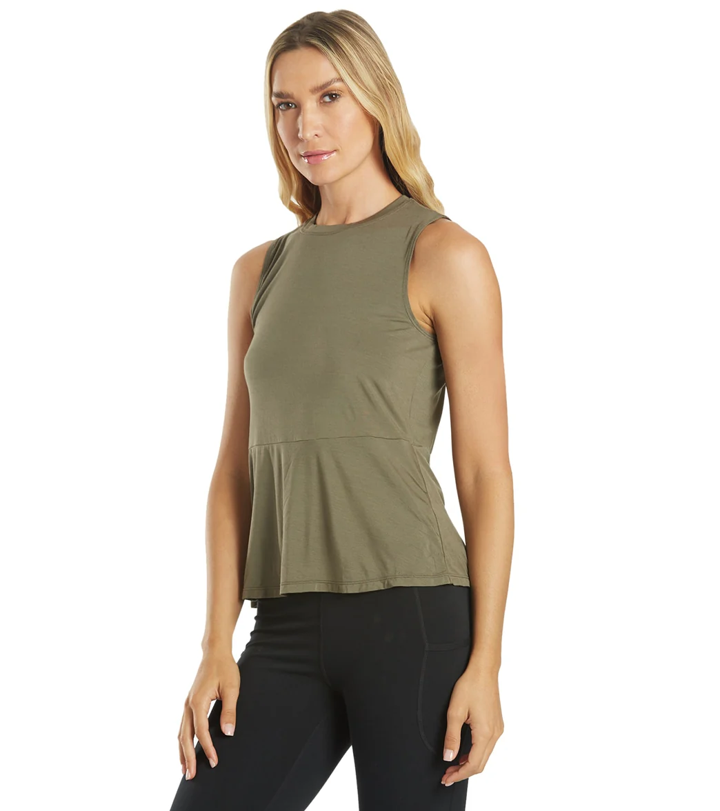 Everyday Yoga Blossom Solid Peplum Layering Muscle Tank - Image 7