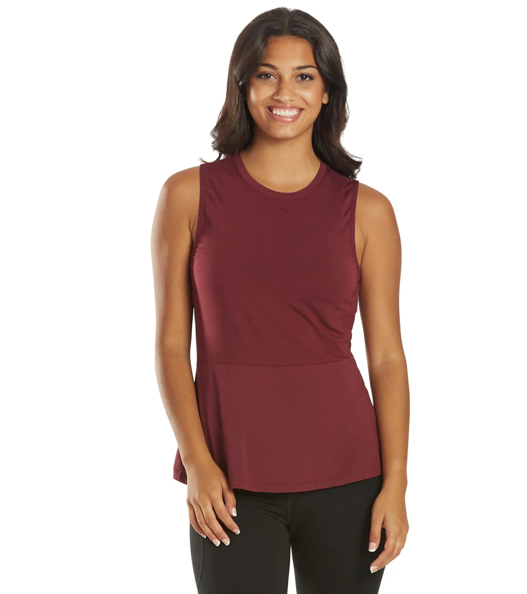 Everyday Yoga Blossom Solid Peplum Layering Muscle Tank - Image 9