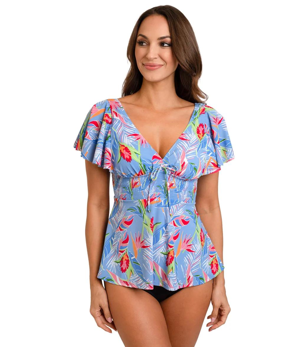 Fit4U Women's Dawn Sleeved Smocked Empire Tankini Top - Image 5