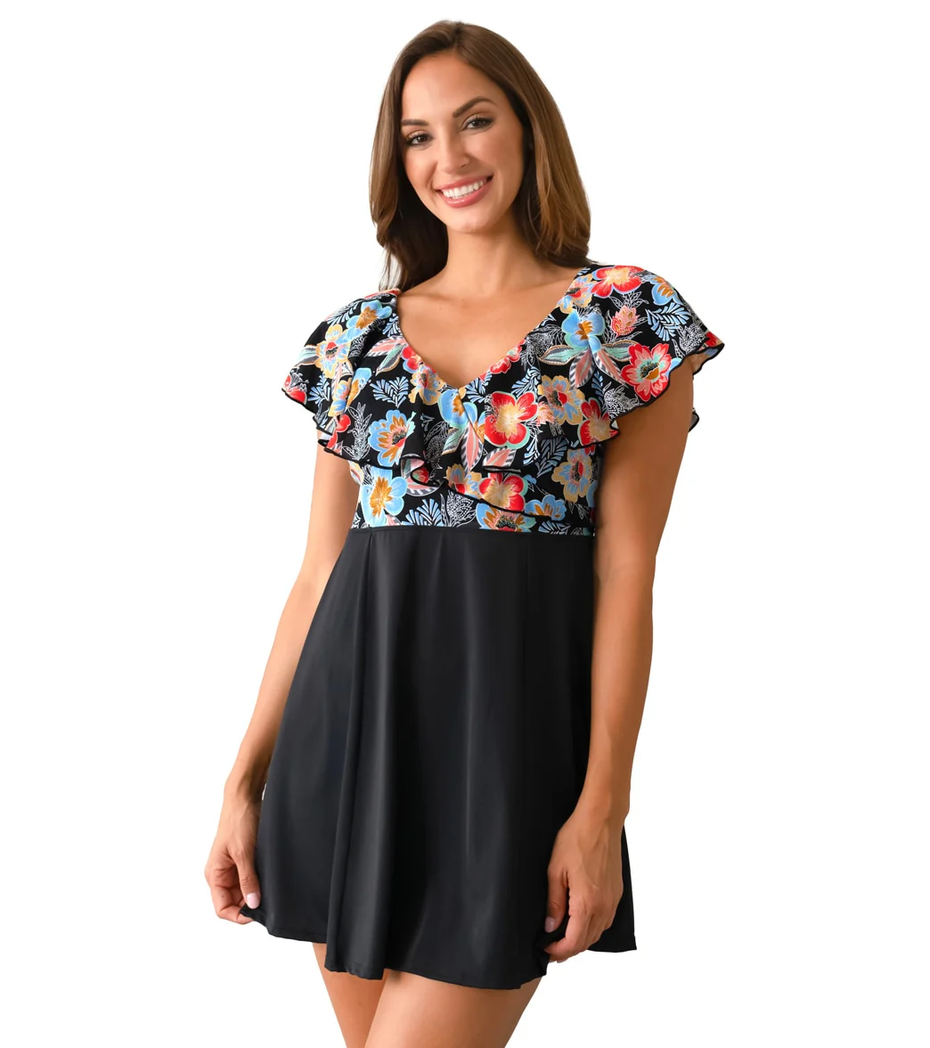 Fit4U Women's Makenna Sleeved Surplice Empire Swim Dress - Image 6