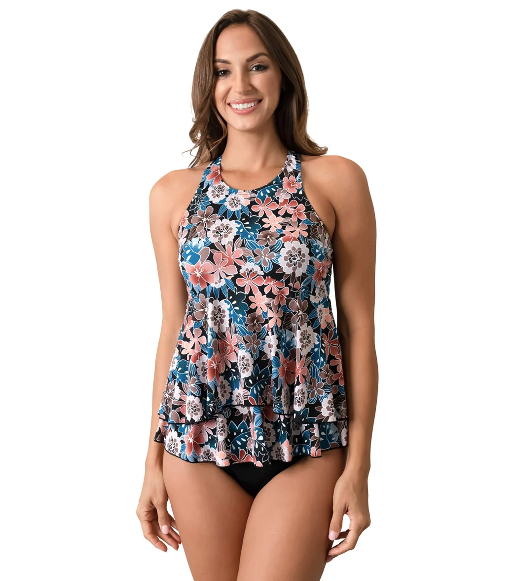 Fit4U Women's Moon Shadow High Neck Two Tier H-Back Tankini Top - Image 5