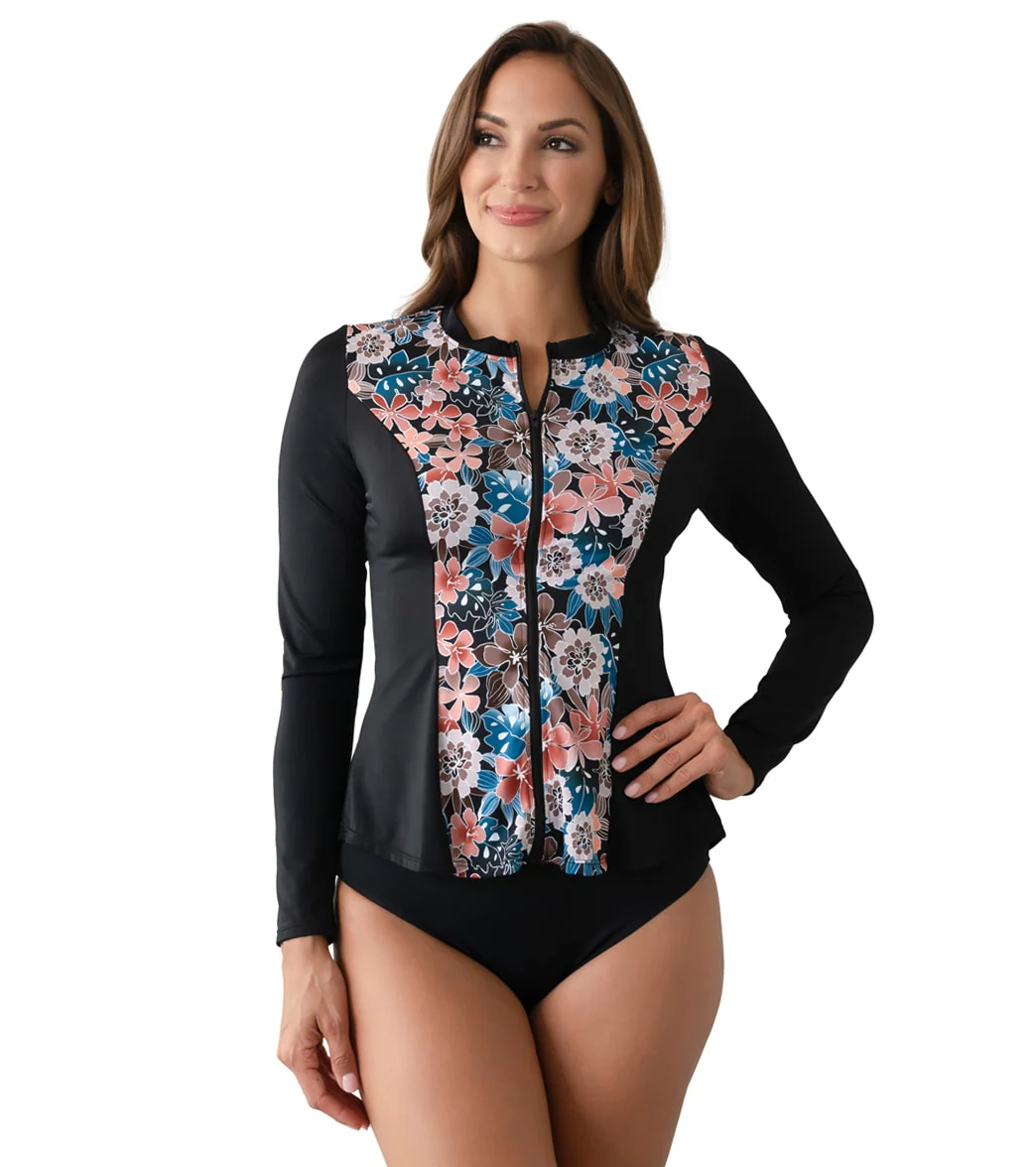 Fit4U Women's Moon Shadow Zip Long Sleeve Swim Shirt - Image 6