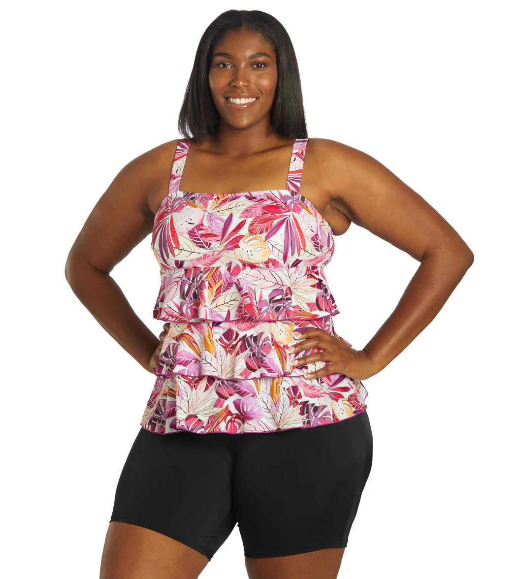 Fit4U Women's Plus Size Kapalua Three Tiered Bandeau Mastectomy Tankini Top - Image 5
