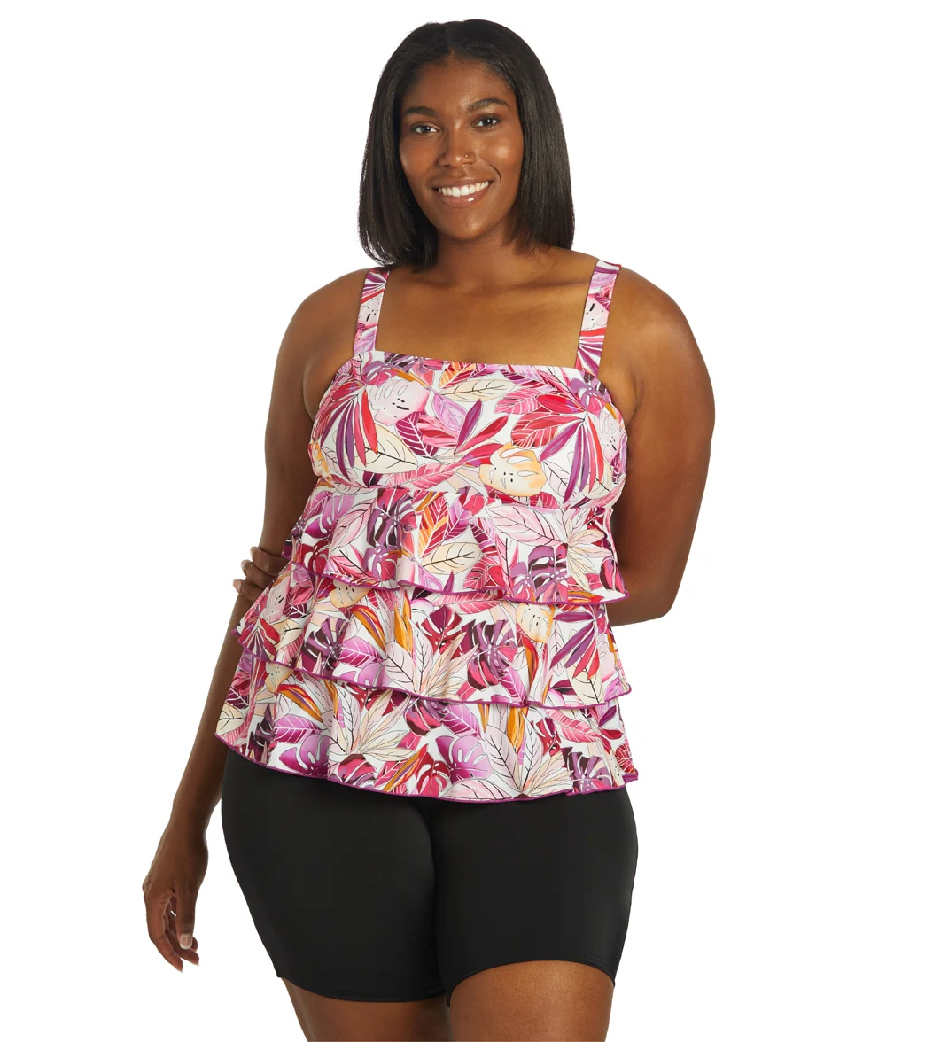 Fit4U Women's Plus Size Kapalua Three Tiered Bandeau Mastectomy Tankini Top - Image 8
