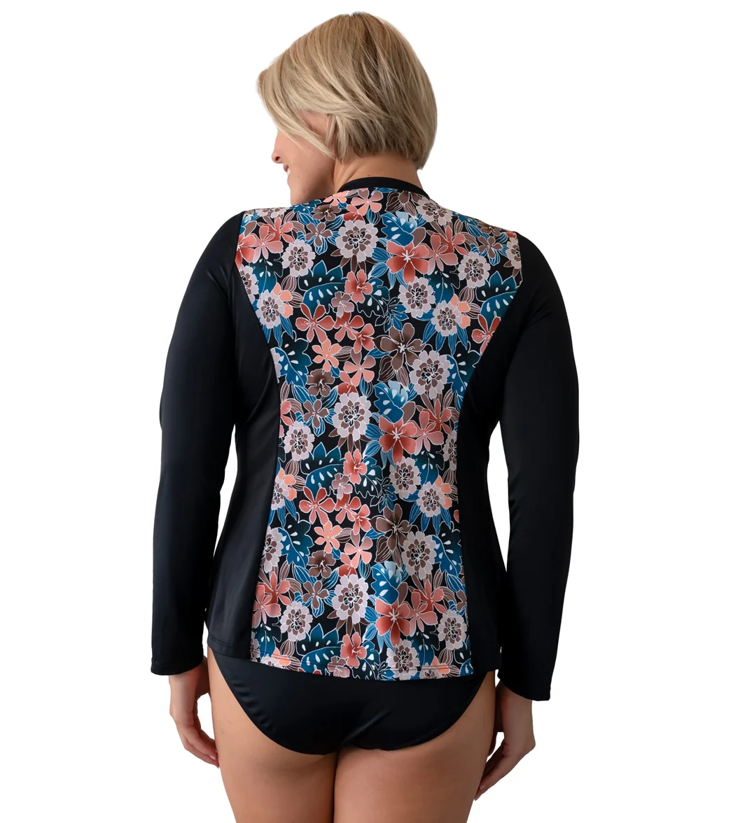 Fit4U Women's Plus Size Moon Shadow Long Sleeve Swim Shirt - Image 2