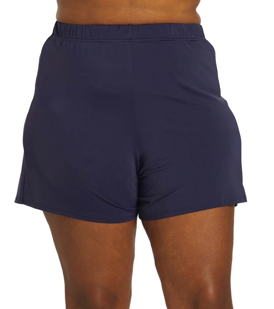 Fit4U Women's Plus Size Solid Swim Short