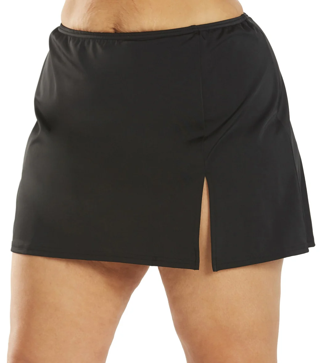 Fit4U Women's Plus Size Solid Swim Skirt With Slit - Image 12
