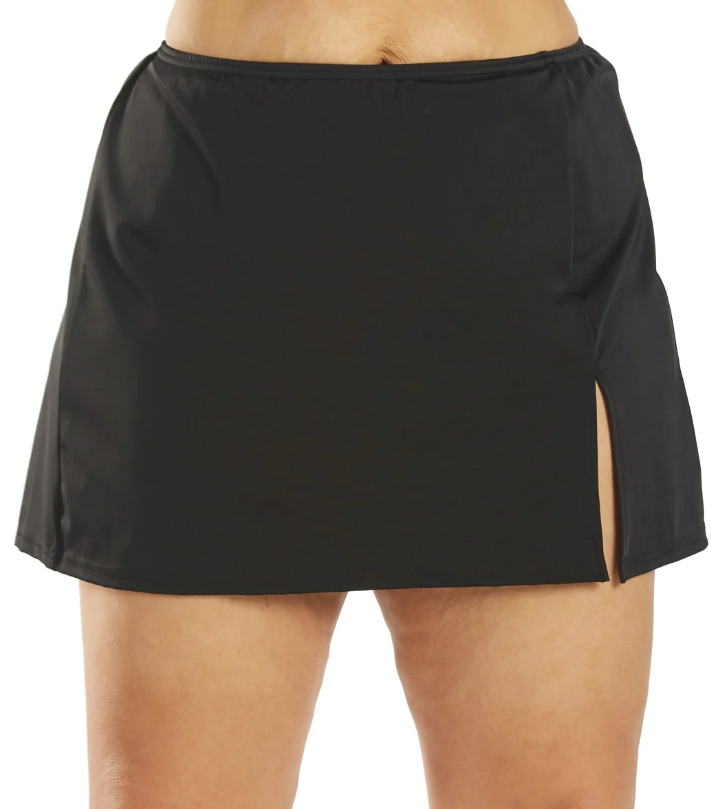 Fit4U Women's Plus Size Solid Swim Skirt With Slit - Image 8