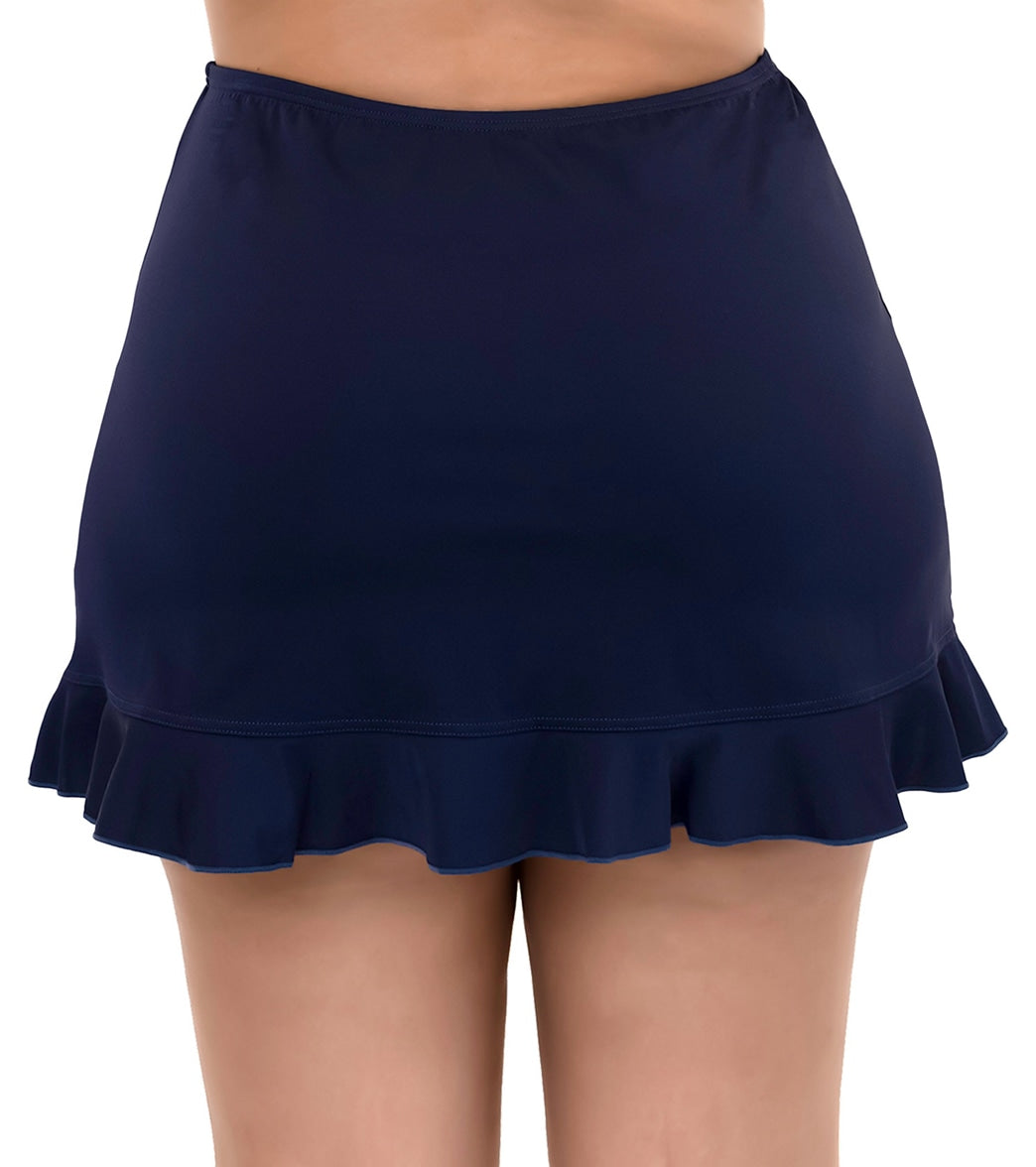 Fit4U Women's Plus Size Solid Swim Skirted Bottom With Flounce - Image 11