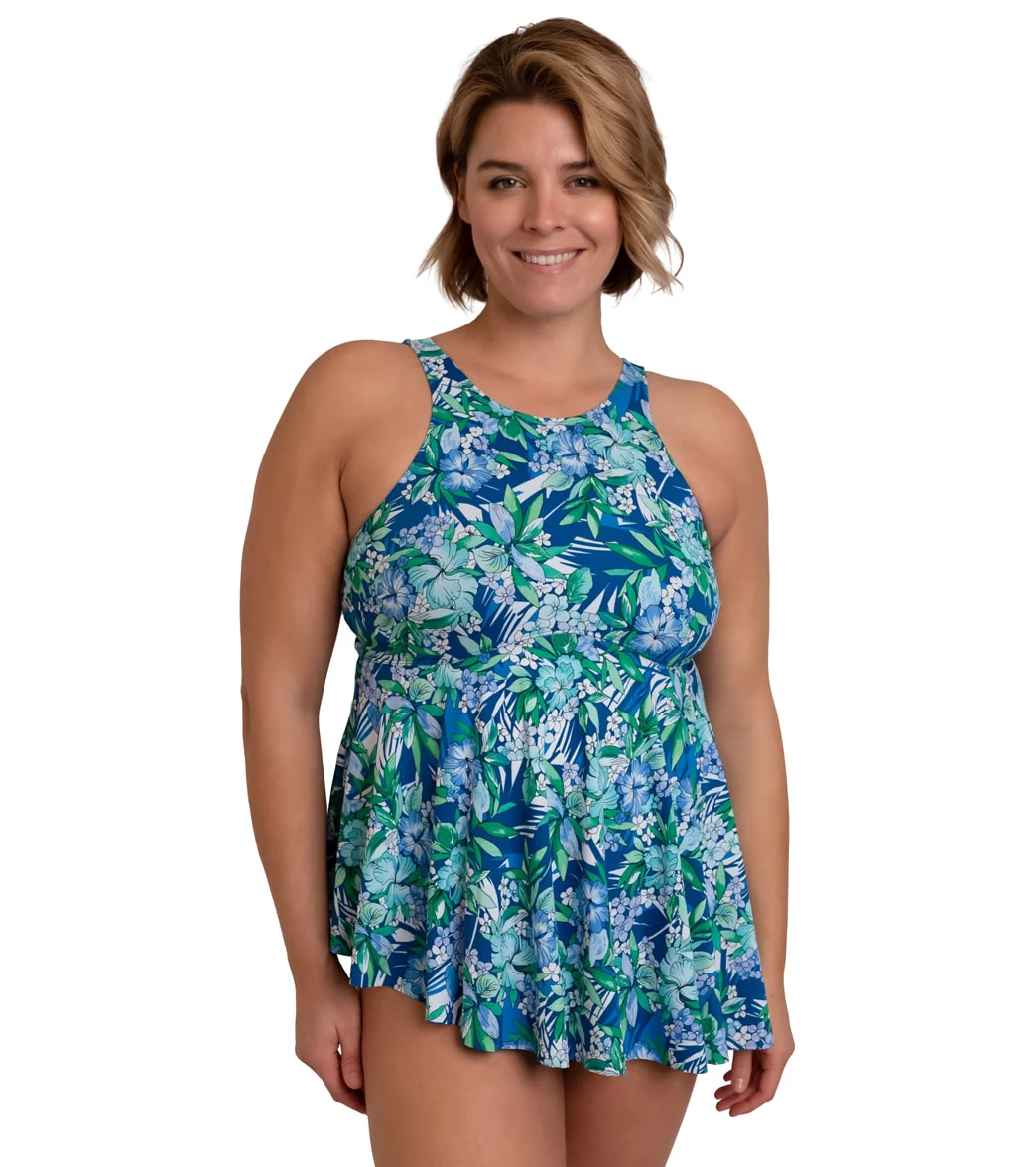 Fit4U Women's Plus Size Tango Hi Neck Asymmetric Tankini Top