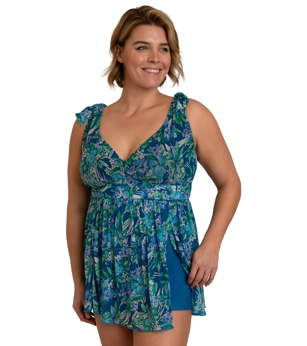 Fit4U Women's Plus Size Tango Mesh Shoulder Tie Slit Romper - Image 5