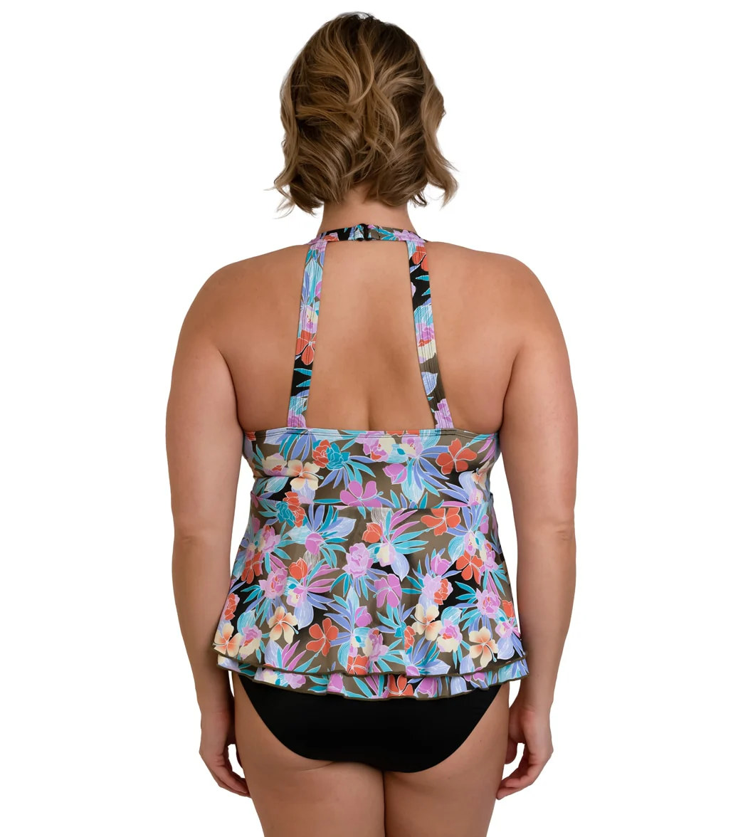 Fit4U Women's Plus Size Topaz Hi Neck Two Tier Tankini Top - Image 2