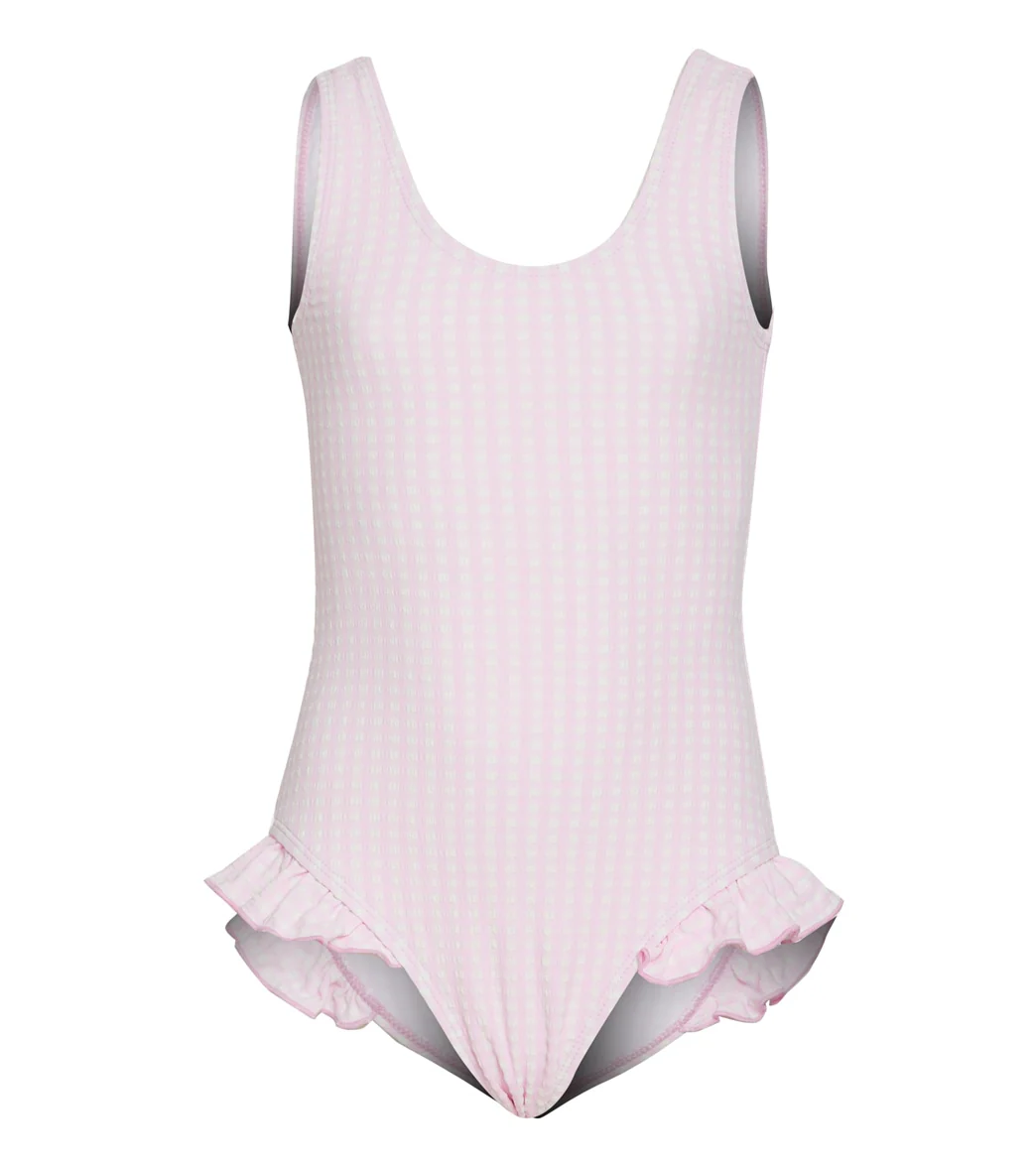 Flap Happy Girls' Pink Gingham Seersucker Delaney UPF 50+ One Piece Swimsuit (Baby, Toddler, Little Kid) - Image 5