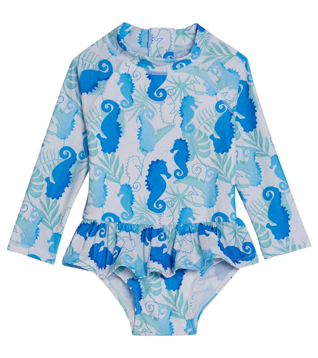 Flap Happy Girls' Seahorse Reef Alissa UPF 50+ Long Sleeve One Piece Swimsuit (Baby)