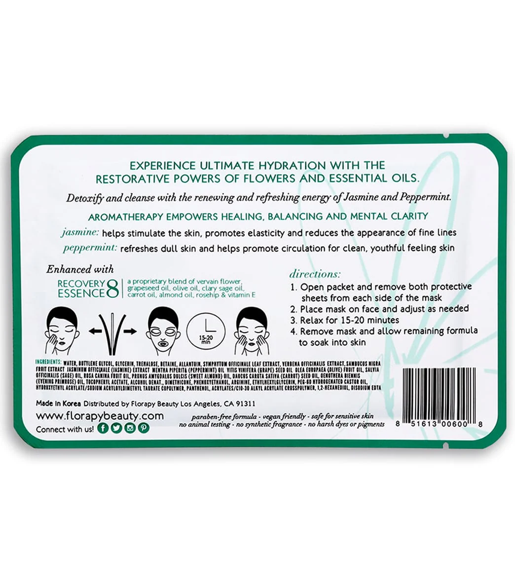 Florapy Detox Aromatherapy Sheet Mask, Jasmine Peppermint - Image 2