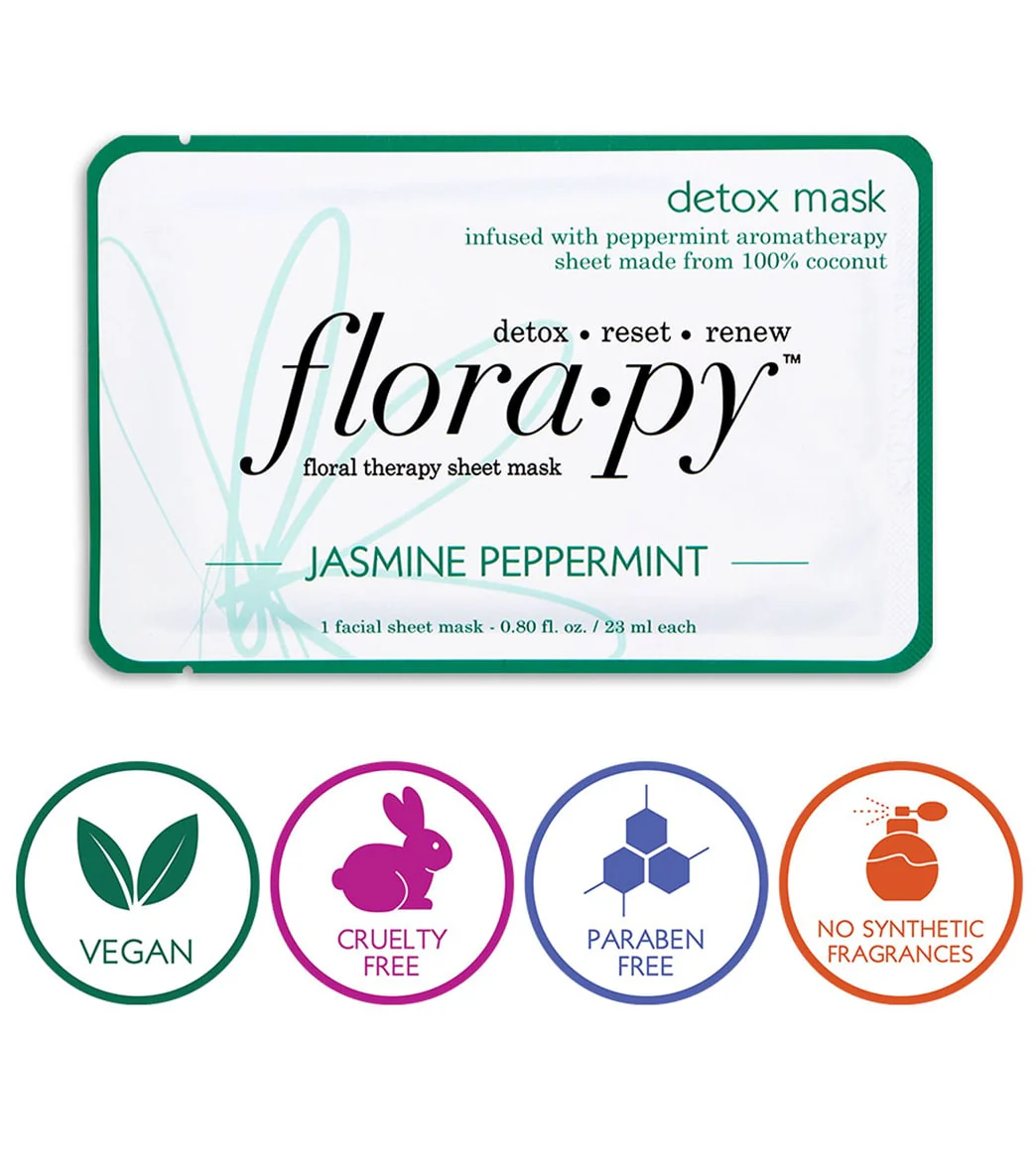 Florapy Detox Aromatherapy Sheet Mask, Jasmine Peppermint - Image 3