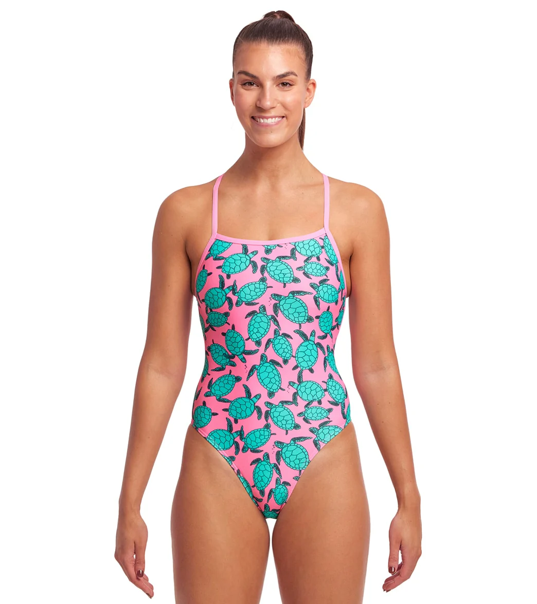 Funkita Women's Paddling Pink Strapped In One Piece Swimsuit
