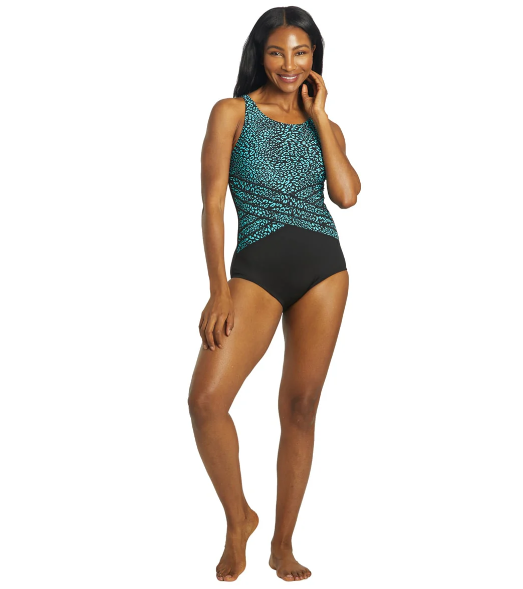 Gabar Woman's Chlorine Resistant Aqua Animal High Neck Once Piece Swimsuit (C/D Cup) - Image 11