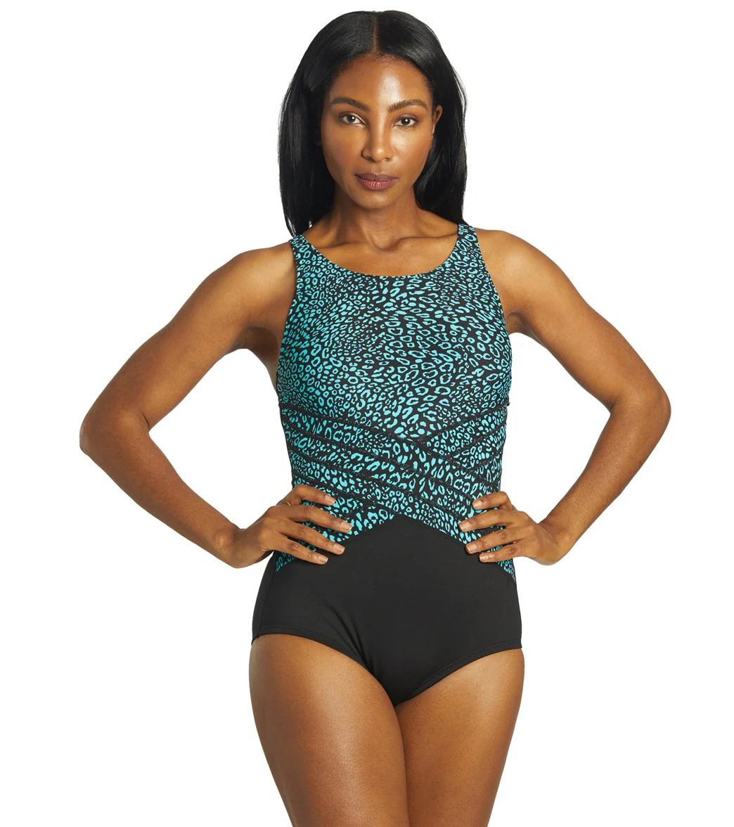 Gabar Woman's Chlorine Resistant Aqua Animal High Neck Once Piece Swimsuit (C/D Cup) - Image 15