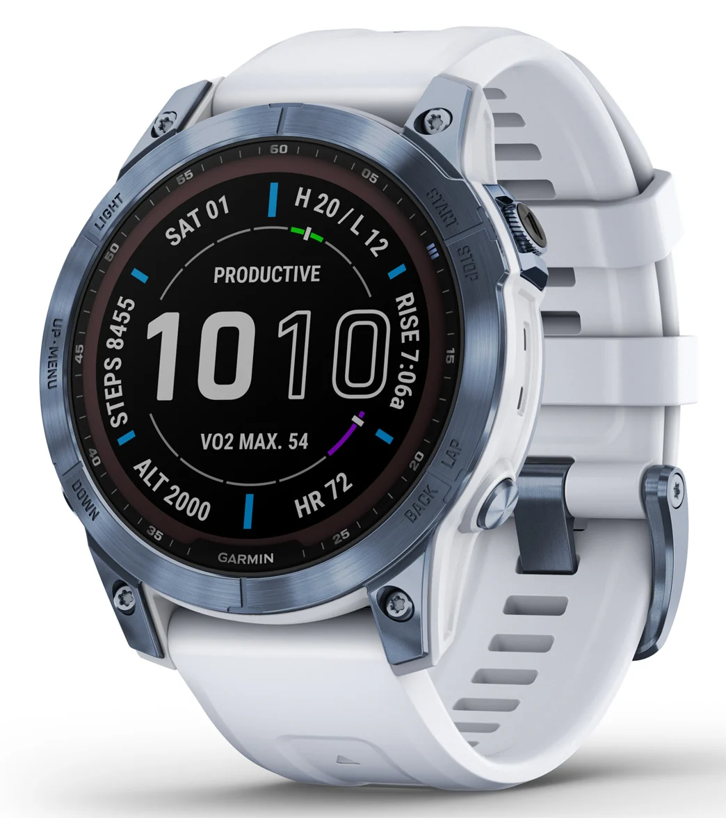 Garmin Fenix 7 Sapphire Solar Mineral Blue DLC Titanium/Whitestone Band - Image 13