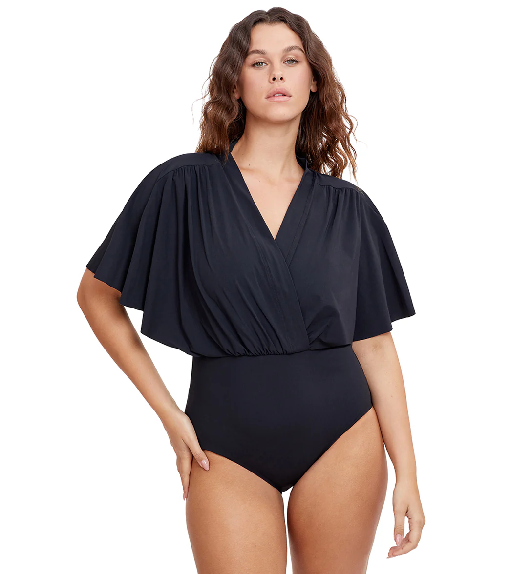 Gottex Modest Women's Solid Surplice Blouson One Piece Swimsuit - Image 6