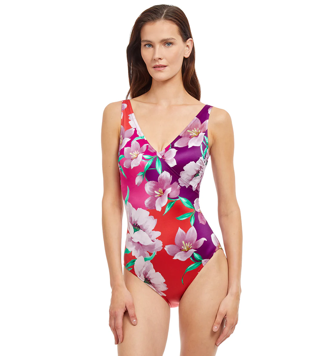 Gottex Womens Bella Rosa Surplice One Piece Swimsuit - Image 11