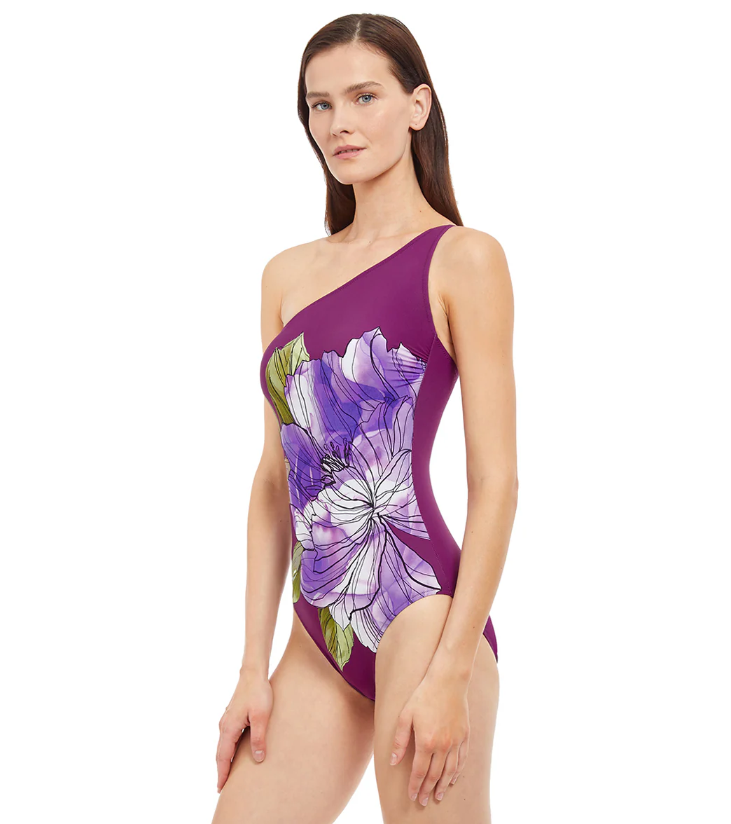 Gottex Women's Wild Flower Floral Print One Shoulder One Piece Swimsuit - Image 2