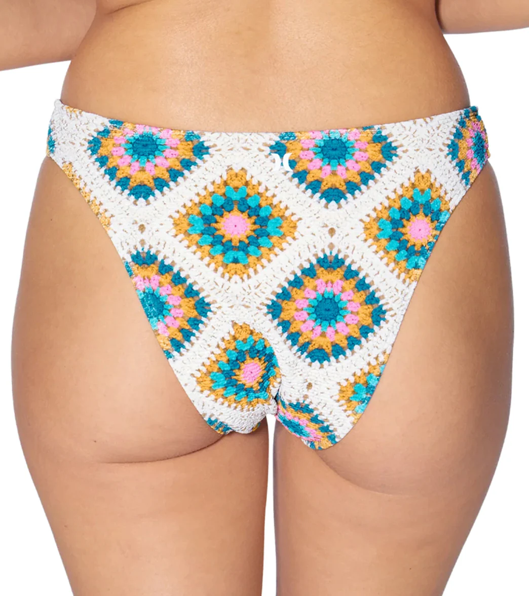 Hurley Women's Crochet Diamonds Cheeky Scoop Bikini Bottom - Image 3