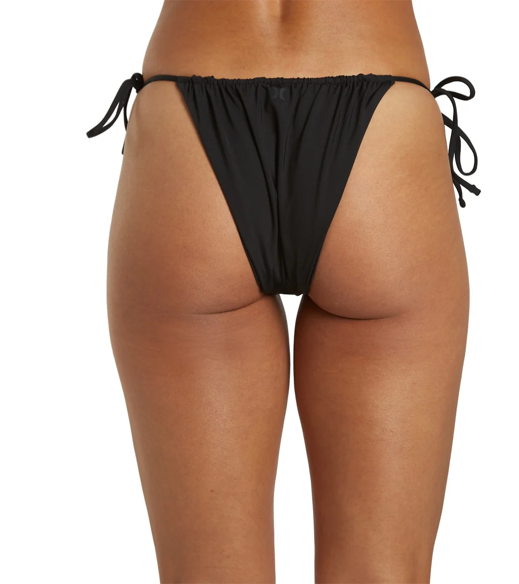 Hurley Women's Solid Slider Tie Cheeky Bikini Bottom - Image 3