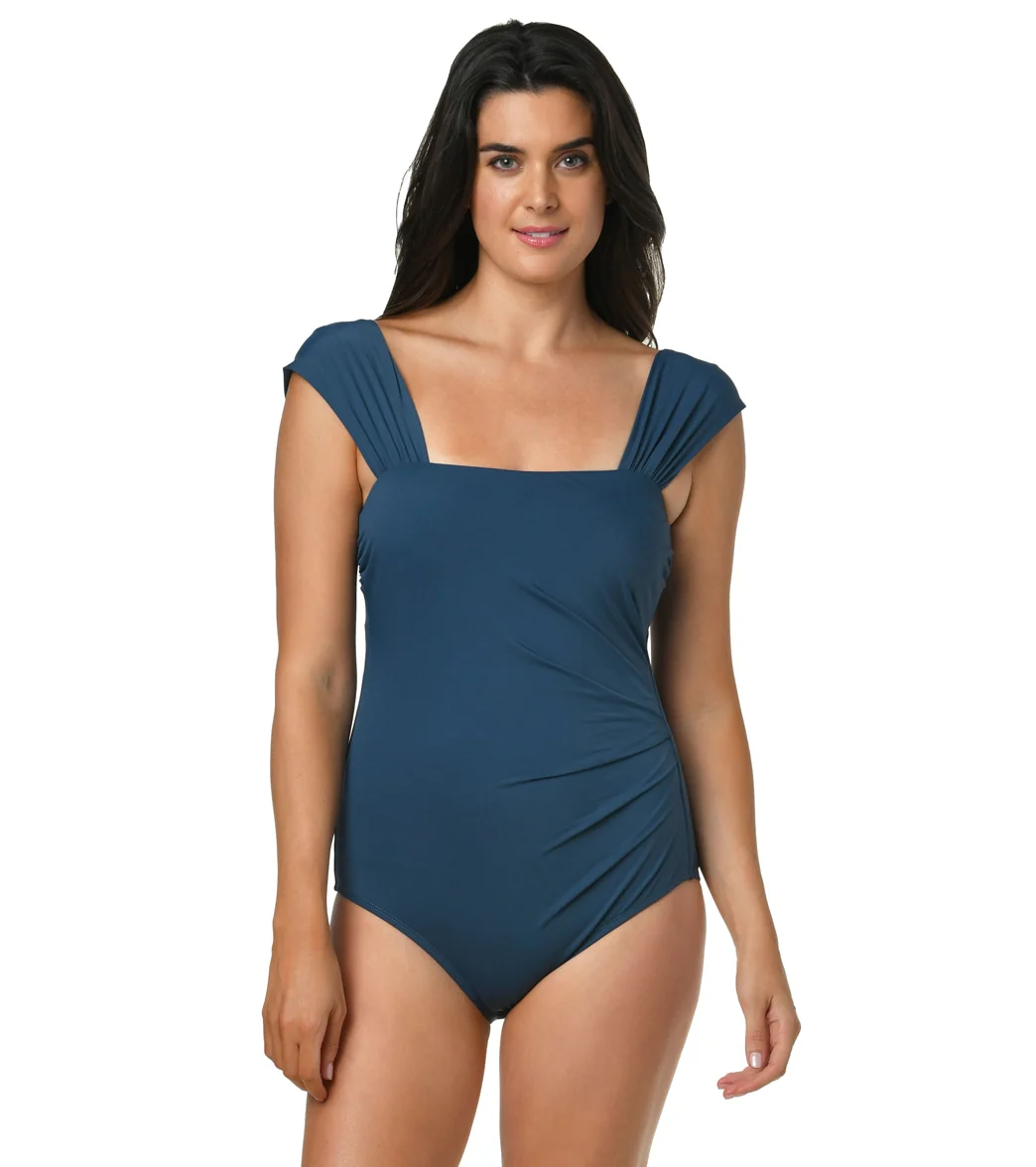 Jantzen Women's Glamour Solid Cap Sleeve One Piece Swimsuit - Image 9