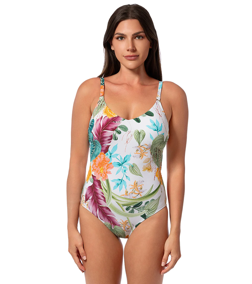 Jantzen Women's Mystic Tropic Sue Twsited Back One Piece Swimsuit - Image 9