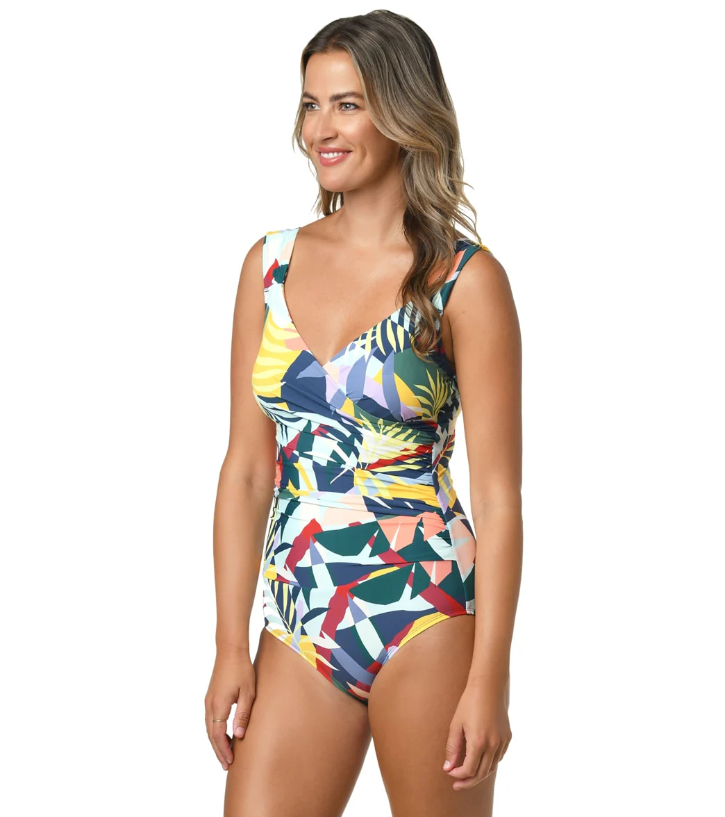 Jantzen Women's Tropical Utopia Surplice Mio One Piece Swimsuit - Image 5