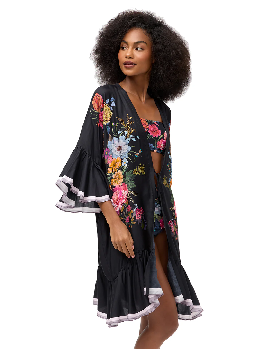 Johnny Was Women's Baccara Ruffled Kimono Cover Up - Image 4