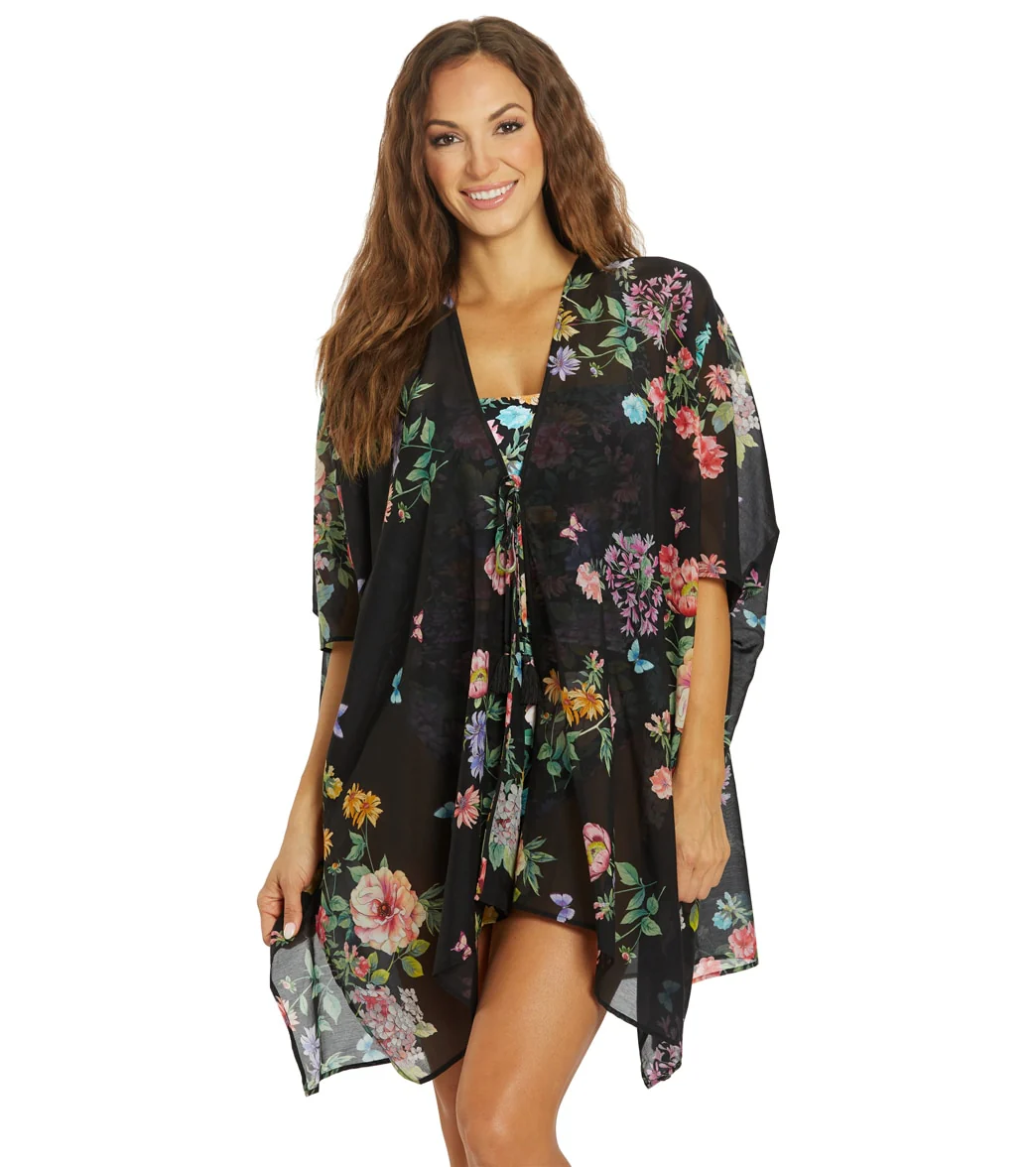 Johnny Was Women's Black Butterfly Kimono