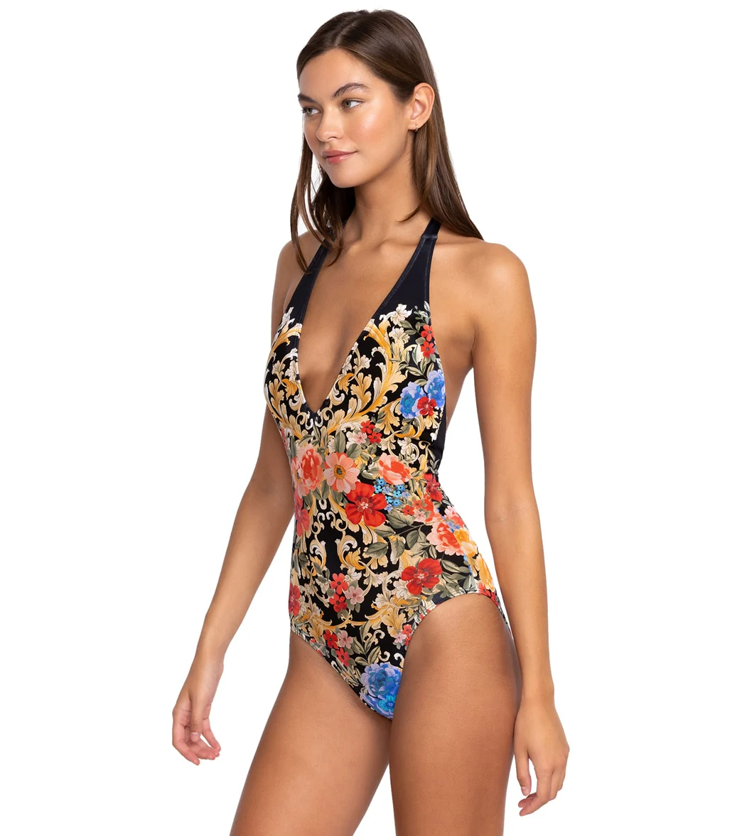 Johnny Was Women's Black Royal Print Halter One Piece Swimsuit - Image 2