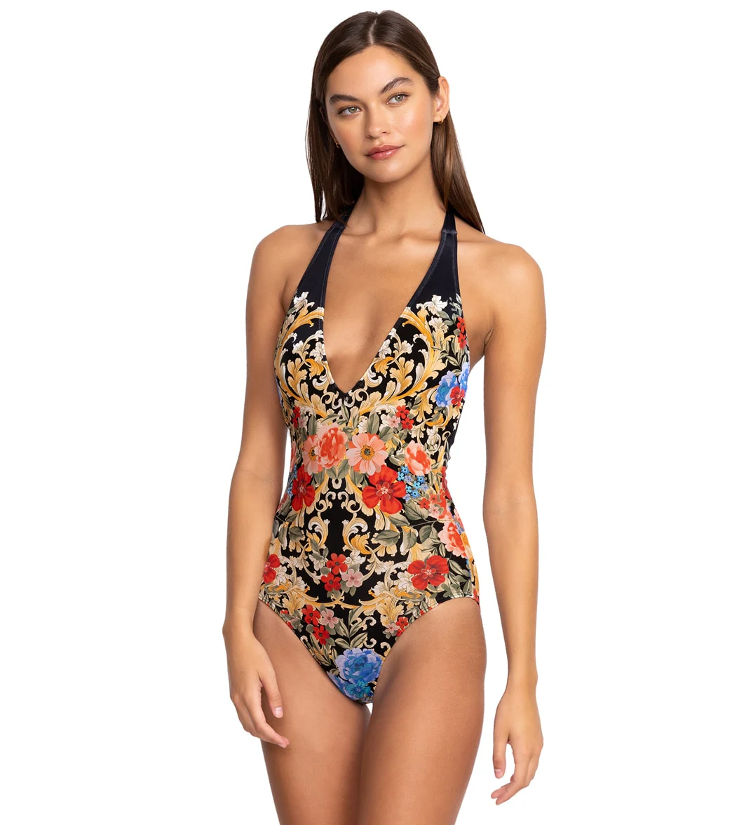 Johnny Was Women's Black Royal Print Halter One Piece Swimsuit - Image 5